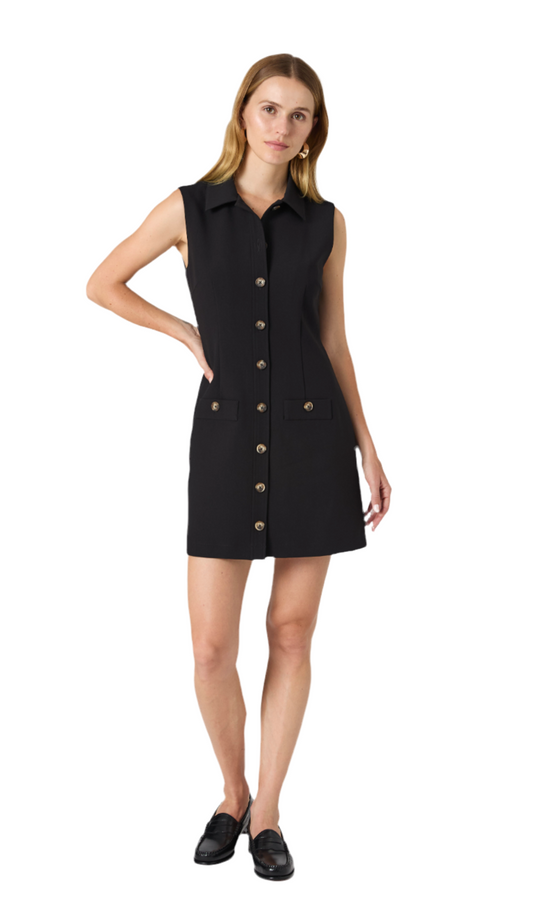 Azra Twill Sleeveless Button Dress