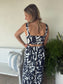 Art geo Open Back Maxi Dress- Navy