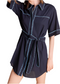 Stitch Detailed Shirt Mini Dress- Navy
