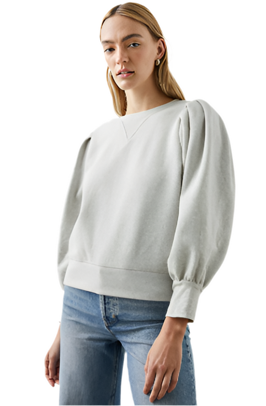 Tiffany Puff Shoulder Sweatshirt- Heather Grey