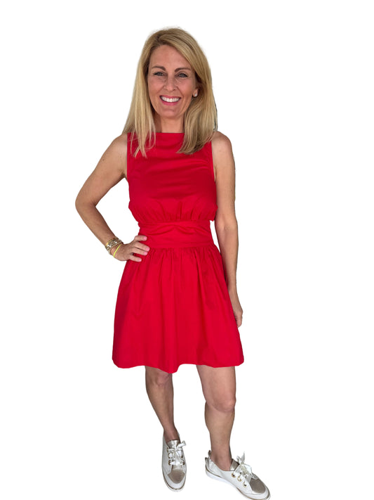 Poplin Beau Dress- Red