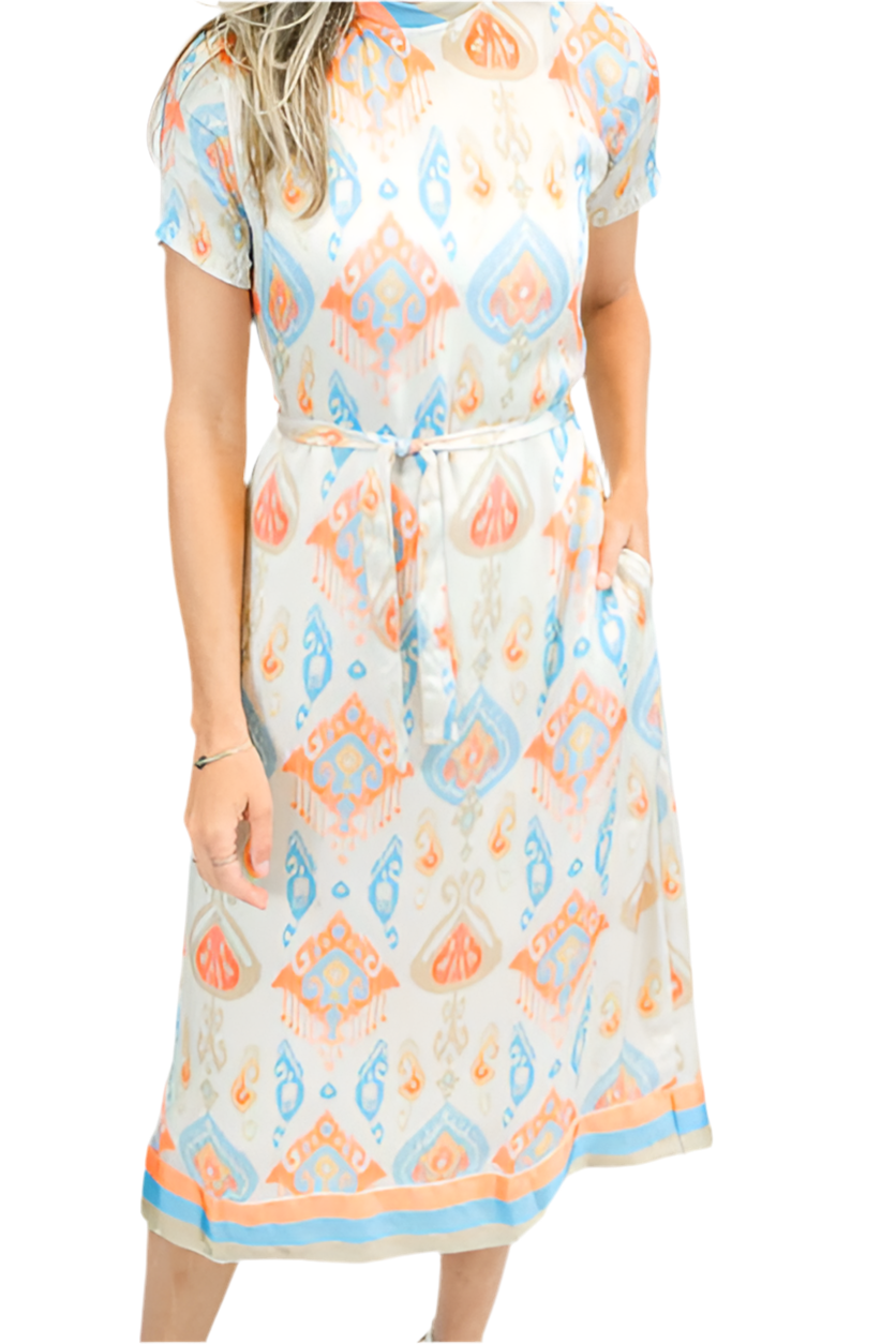 Alana Short Sleeve Midi Dress- Sunkissed