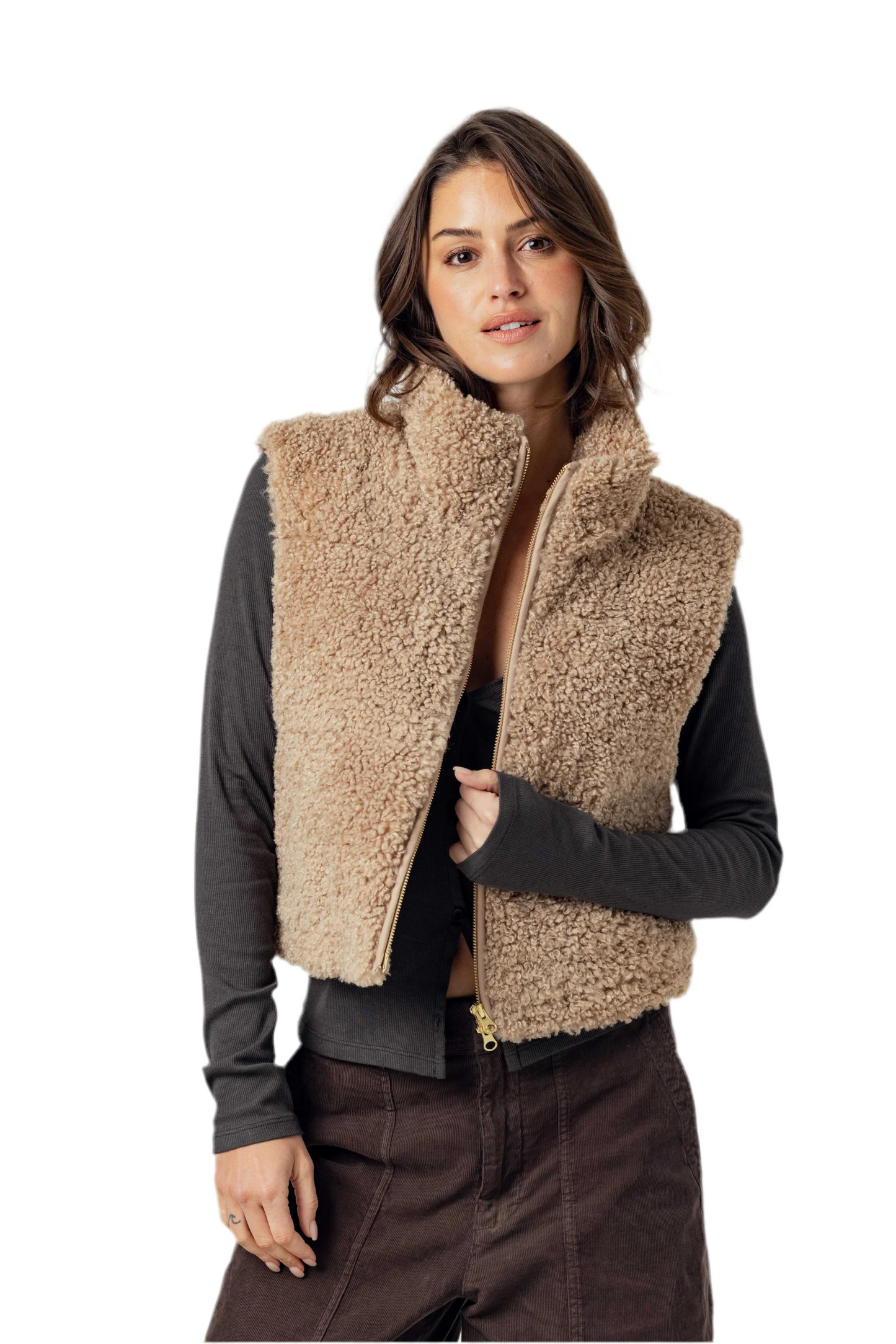 Sherpa Cecily Vest- Latte