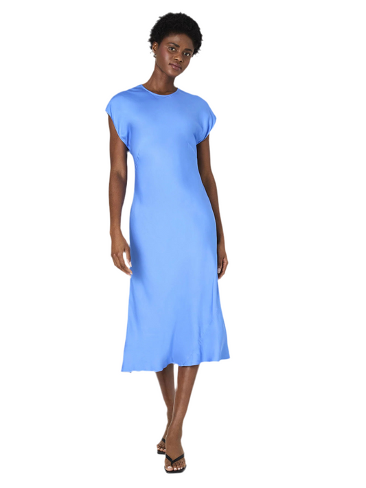 Ennis Satin Column Midi Dress- Ultramarine