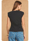 Sleeveless Top with Shoulder Pad- Black