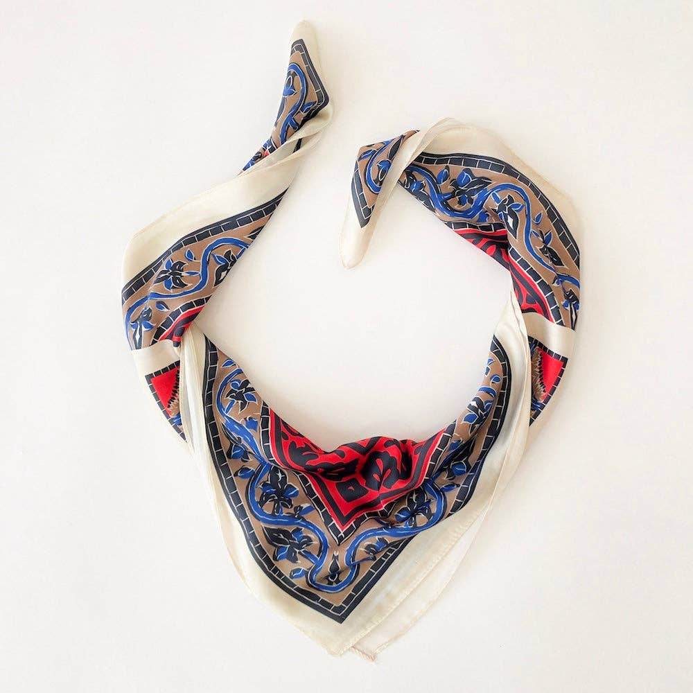 Alice Square Scarf: Brown Polka Dot
