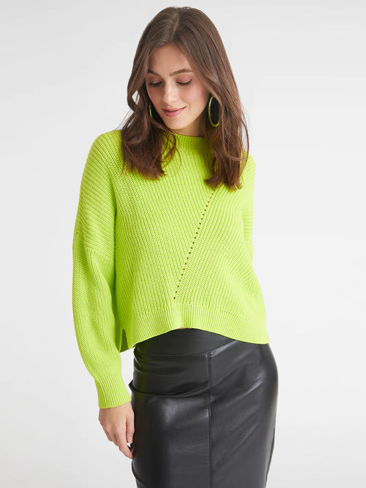 Charli Hi-Lo Crewneck Sweater- Peridot