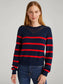 Lucy Stripe Puff Sleeve Pullover- Dark Blue Multi