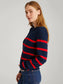Lucy Stripe Puff Sleeve Pullover- Dark Blue Multi