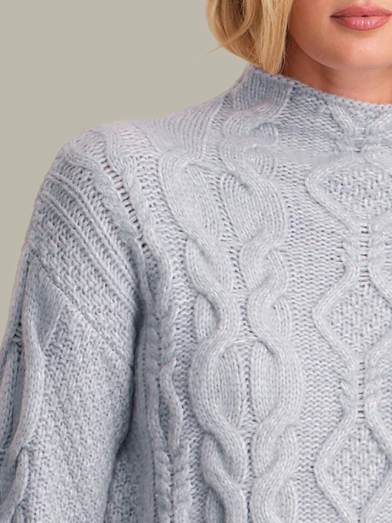 Reba Cable Funnel Neck Pullover- Arctic Ice