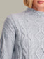 Reba Cable Funnel Neck Pullover- Arctic Ice