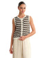 Isla Striped Button Front Vest- Chalk Combo