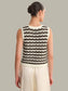 Isla Striped Button Front Vest- Chalk Combo