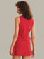 Nicolette Fitted Button Vest- Red