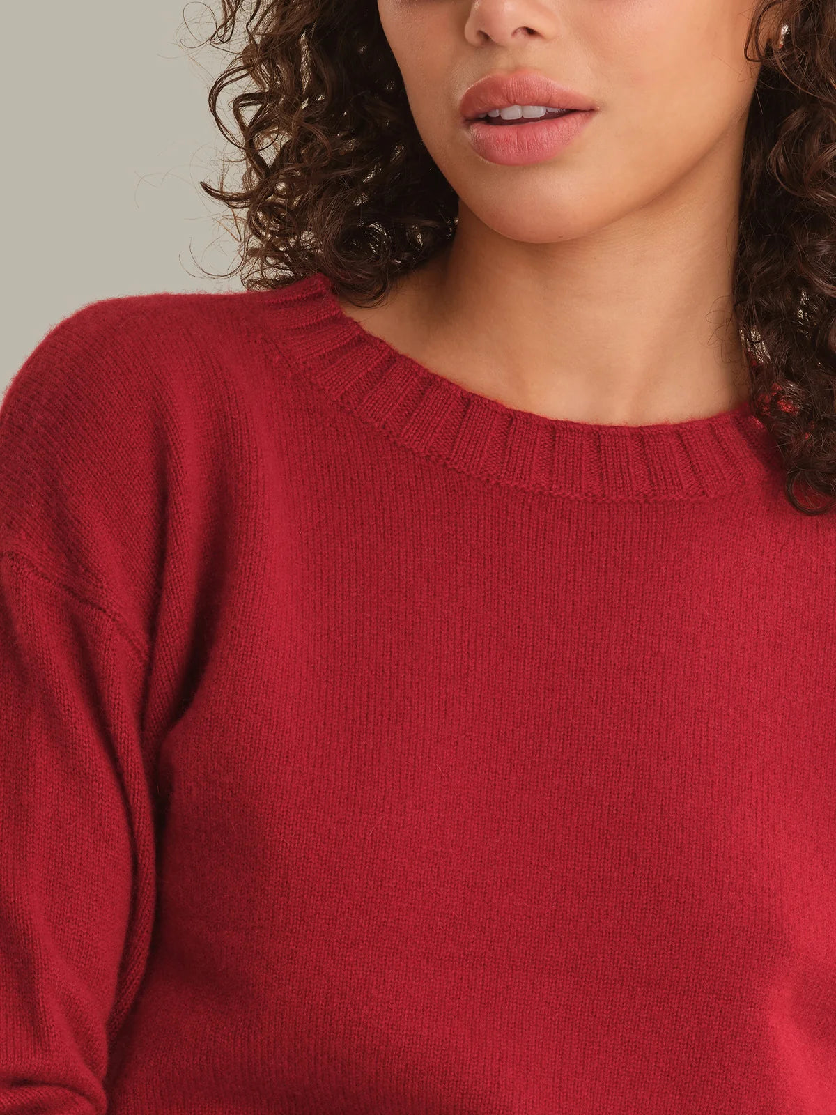 Ellis 3/4 Sleeve Cashmere Sweater- Red