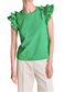 Mixed Media Ruffle Top- Green