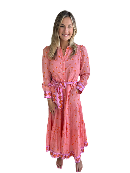 Flounce Shirt Dress - Melon Starburst