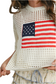 Short Sleeve Knit American Flag Top- Ivory