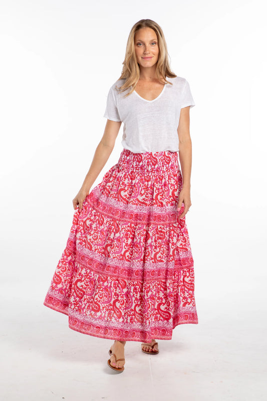 Isabel Maxi Skirt- Pink Paisley
