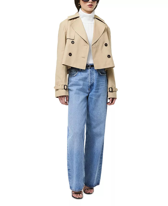 Cropped Twill Trench- Khaki