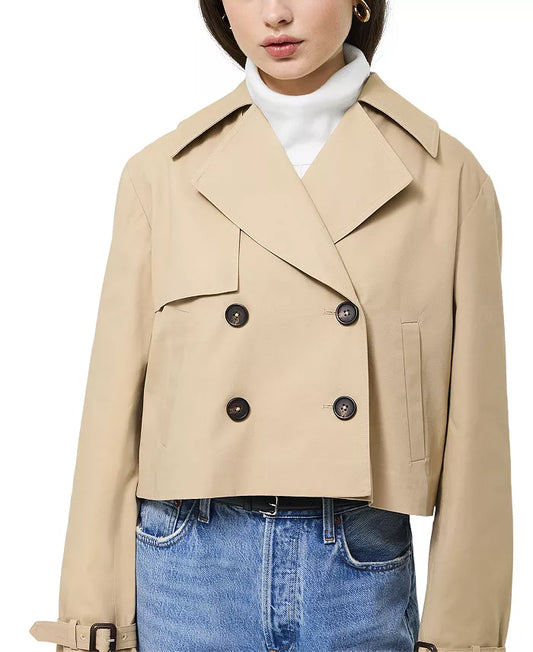 Cropped Twill Trench- Khaki