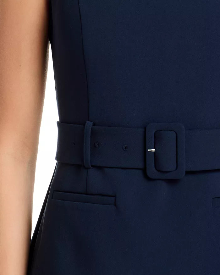 Azra Twill Belted Mini Dress- Marine