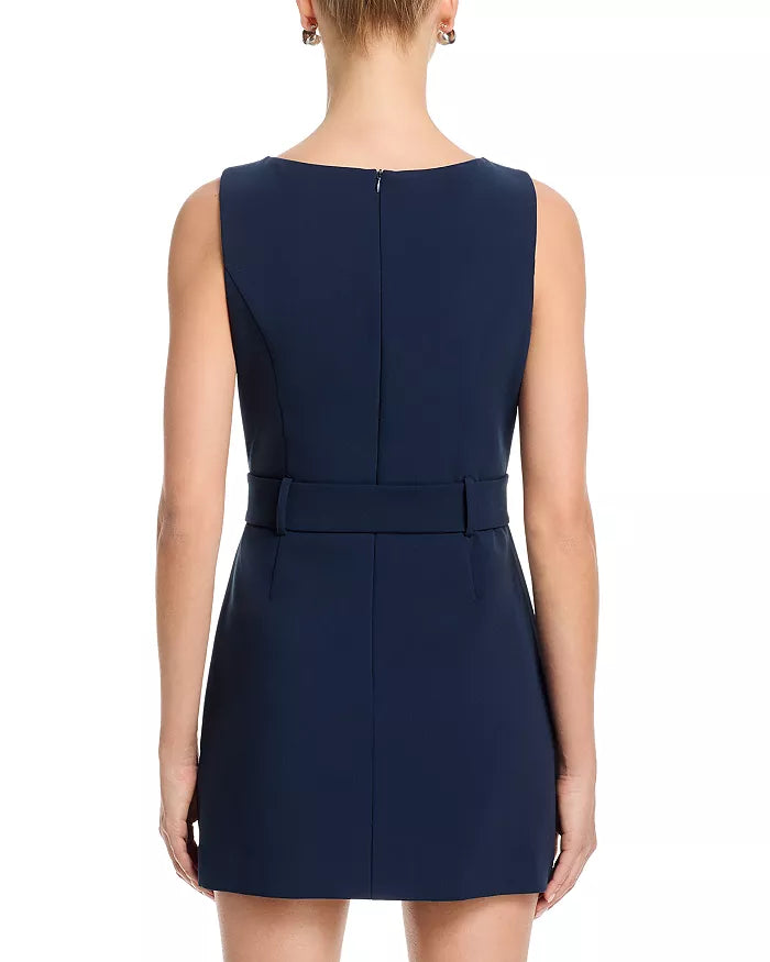 Azra Twill Belted Mini Dress- Marine