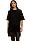 Pointelle Sweater Tee- Black