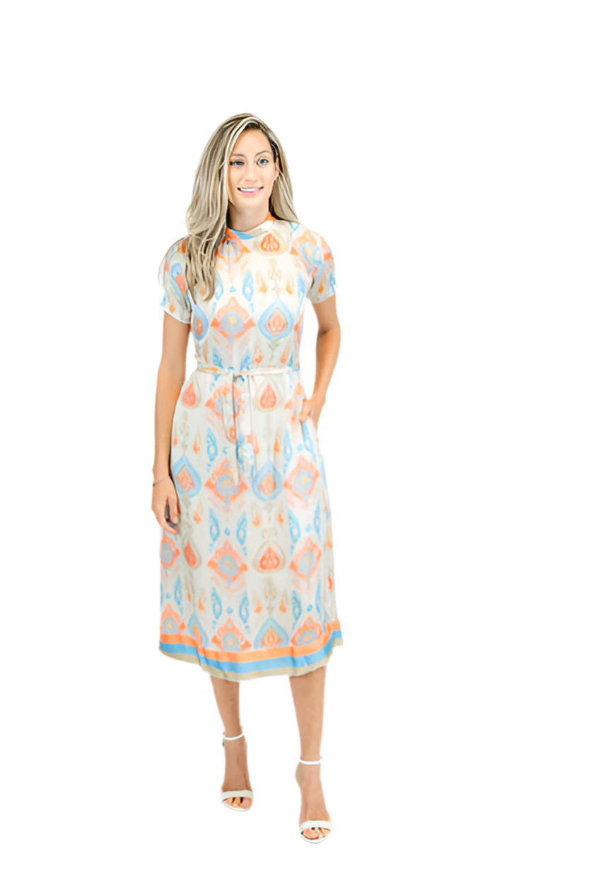 Alana Short Sleeve Midi Dress- Sunkissed