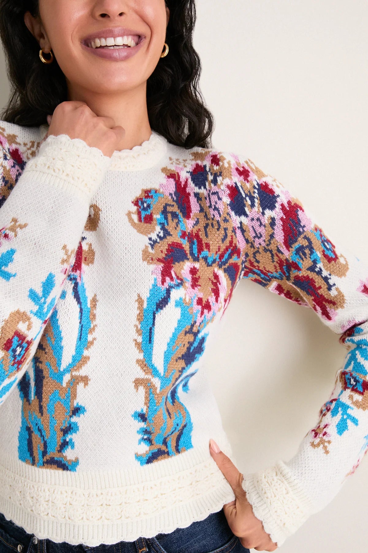 Arabesque Knit Sweater- Off White