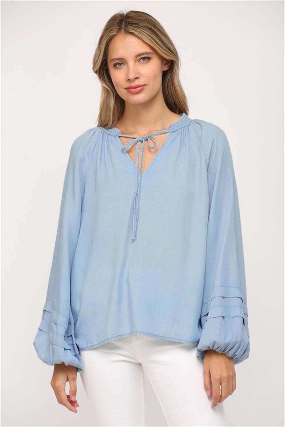 Chambray Long Sleeve Top