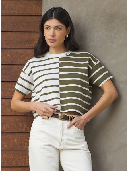 Mina Striped Sweater- Thyme Combo