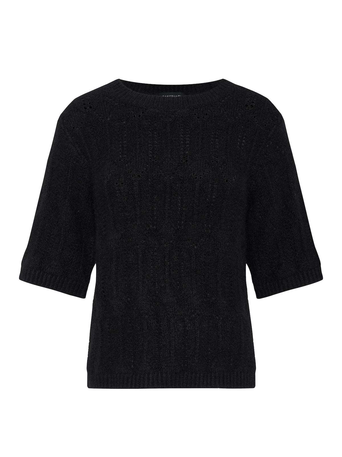 Pointelle Sweater Tee- Black