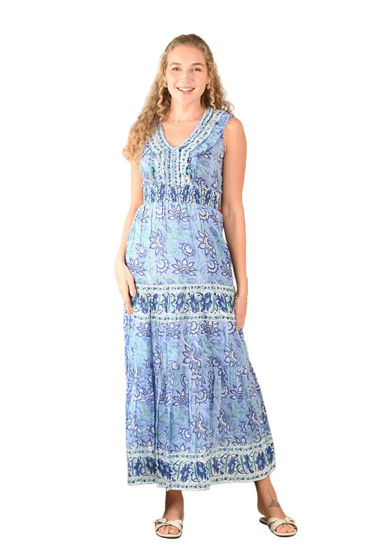 Laura Maxi Dress- Blue Shades