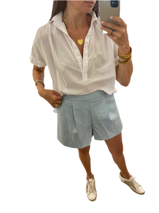Faux Leather Shorts- Light Blue