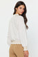 Smocked Hem V-Neck Top- White