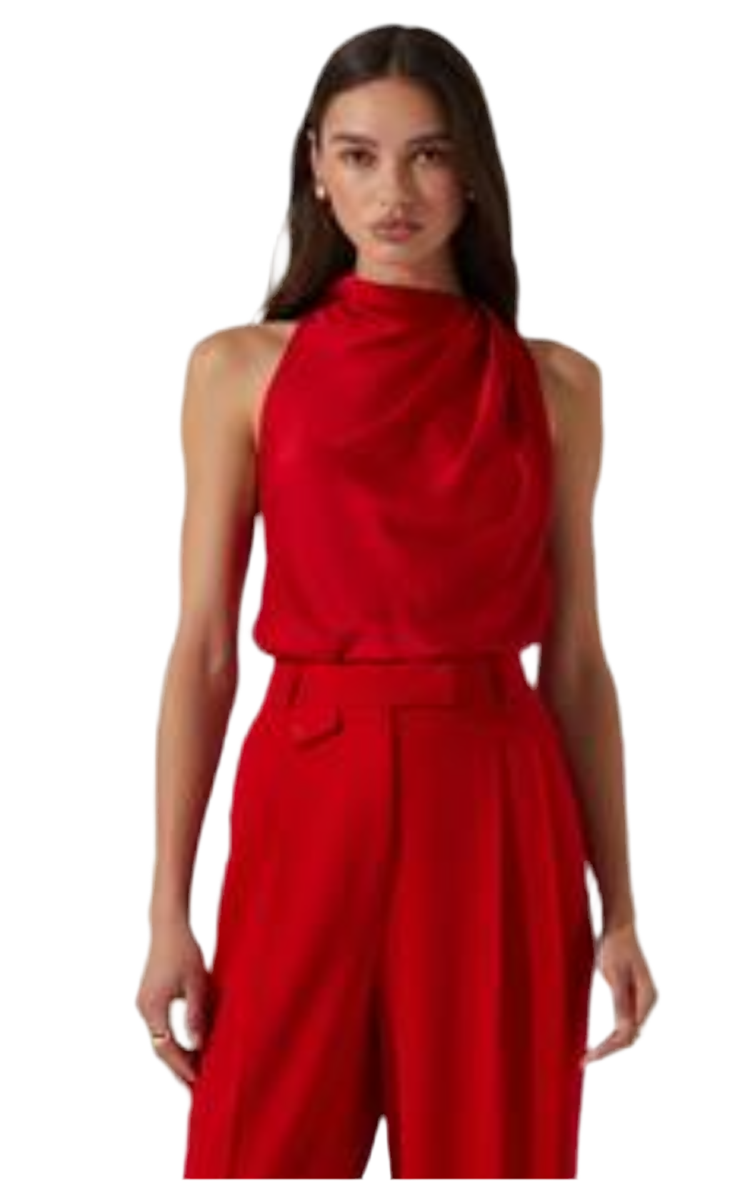 Iza Cowl Neck Top- Red