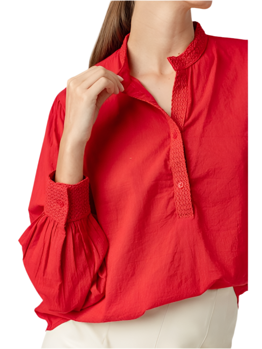 Jennings Button Down Shirt- Red