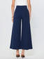Ponte Flare Pintucked Pants- Navy