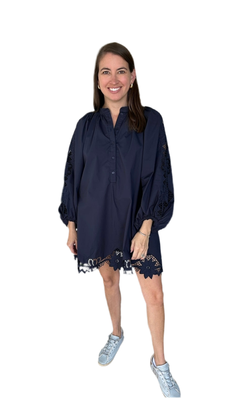 Samara Billow Sleeve Dress- Navy