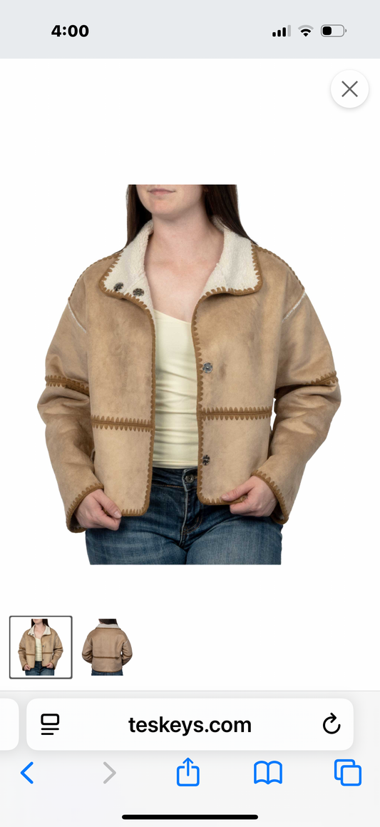 Casey Stitched Reversible Jacket- Teddy