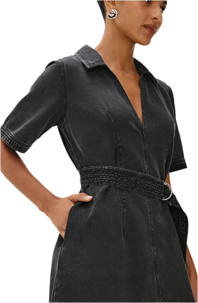 Mavis Denim Dress- Washed Black