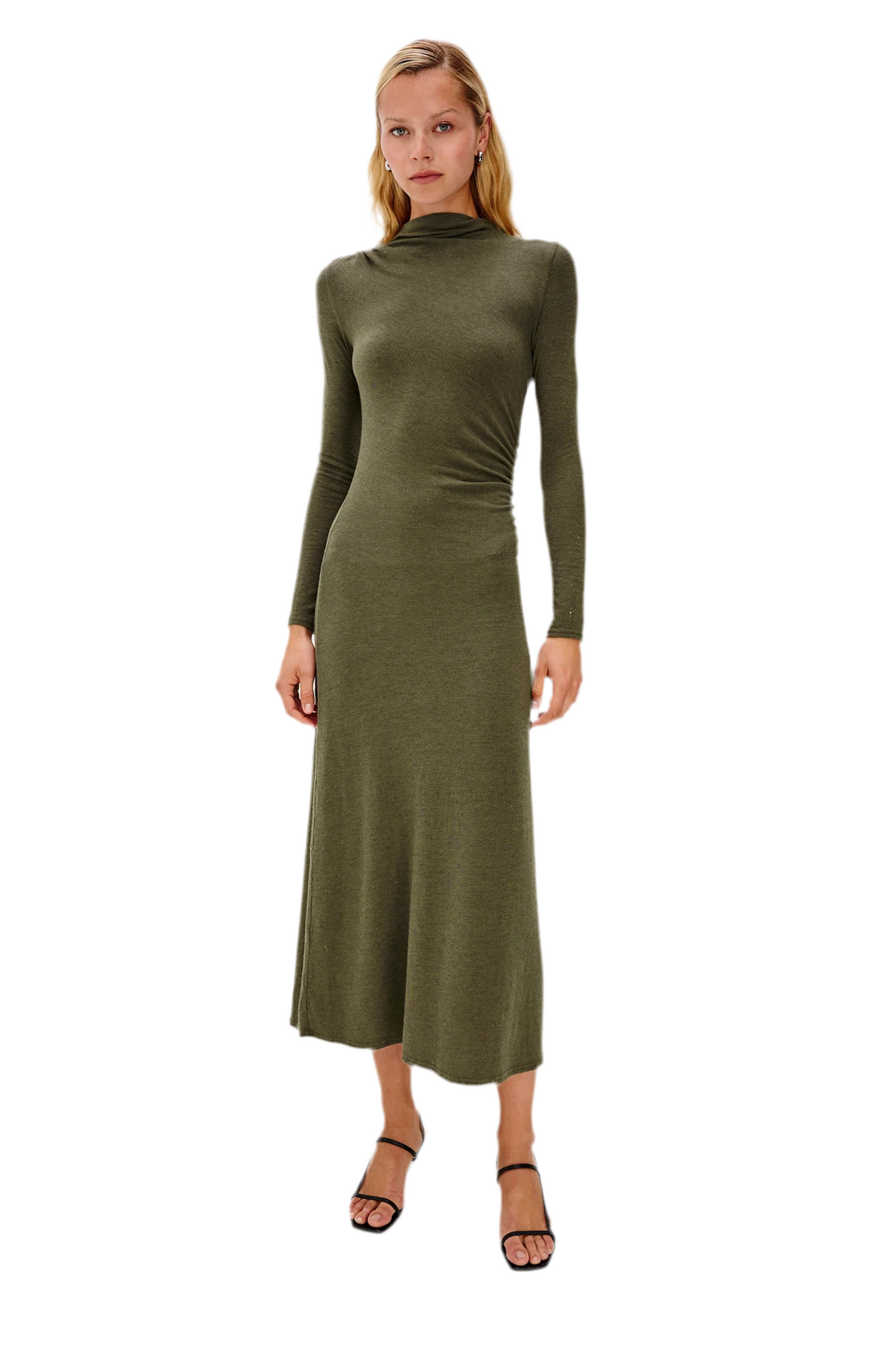 Margaret Fitted Midi Dress- Heather Olive