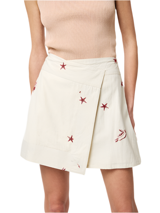 Park life Embroidered Faux Wrap Skirt