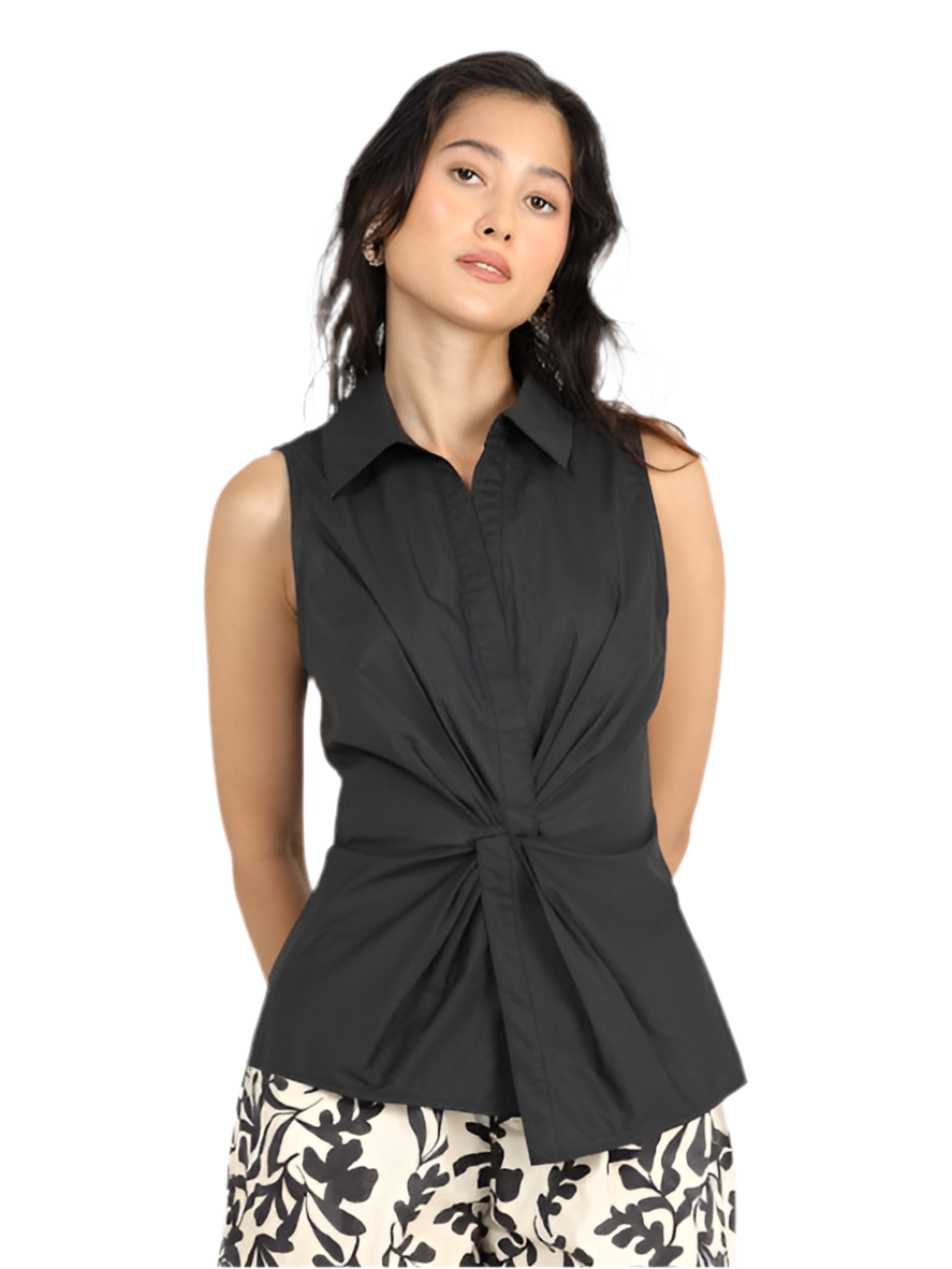 Mary Twist Front Sleeveless Shirt