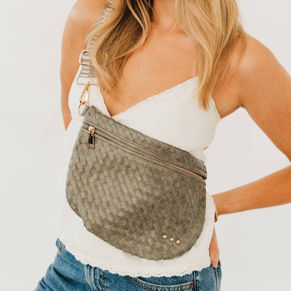 Westlyn Woven Bum Bag - Woven Checkered Orange