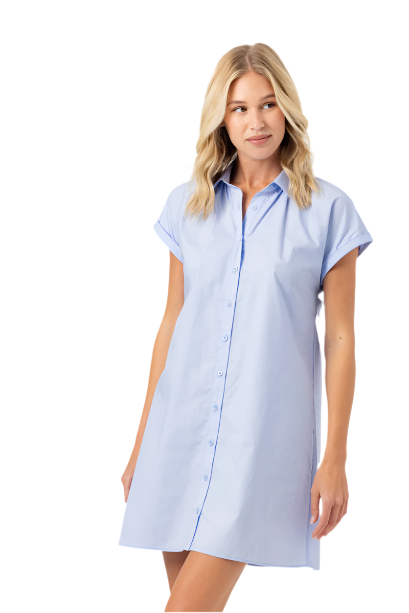 Mia Shirt Dress- Baby Blue