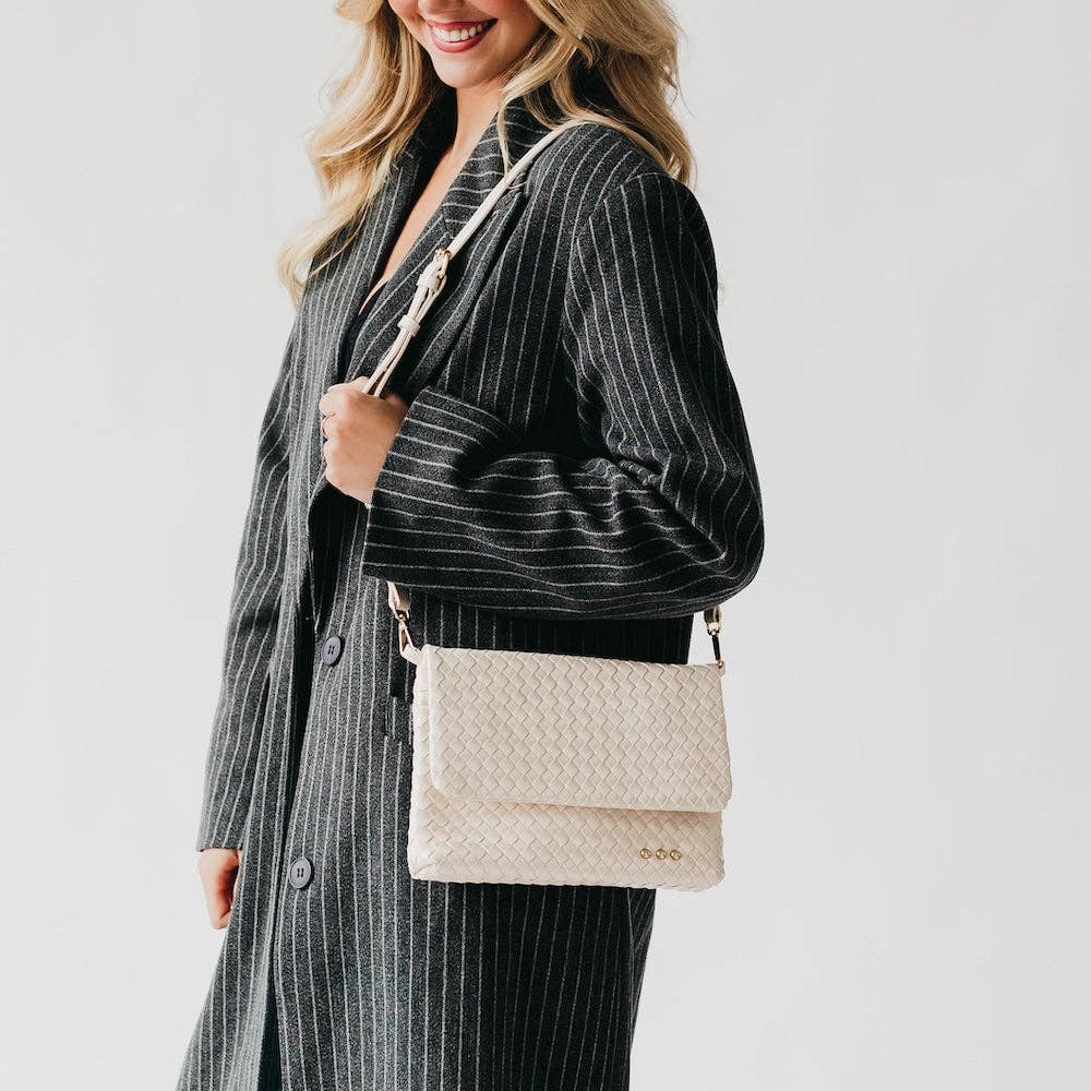 Wrenlee Woven Flap Crossbody: Brown