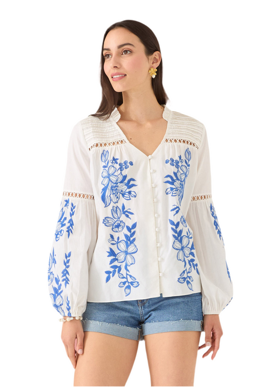 Helena Shirt- White/Blue