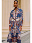 Arabesque Scarf Midi Dress- Blue